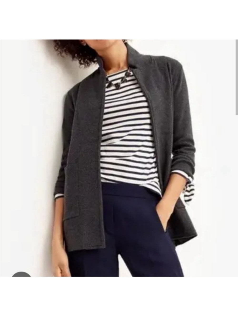 J. Crew Dark Charcoal Open-Front Knit Blazer Sophie style